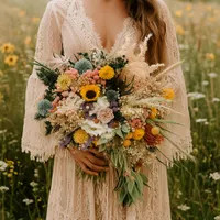 Dried Rose Mixed Wildflowers Bouquet / Dried Flowers Wedding Bouquet / Neutral Colorful Bouquet W... | Etsy (US)