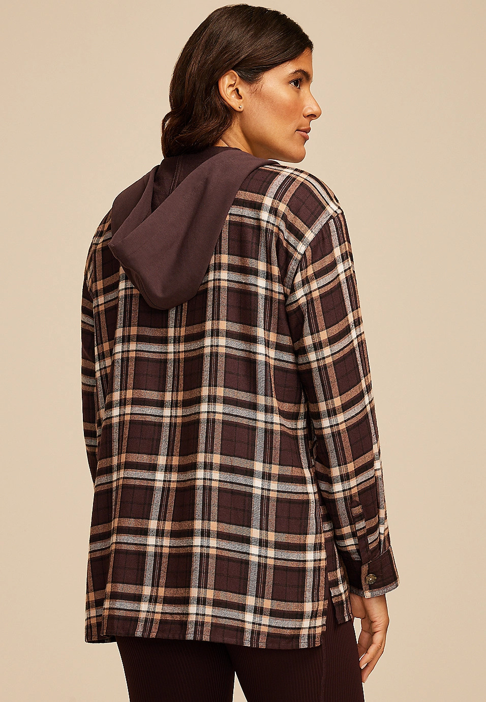 Plaid Hooded Boyfriend Button Down Shirt | Maurices