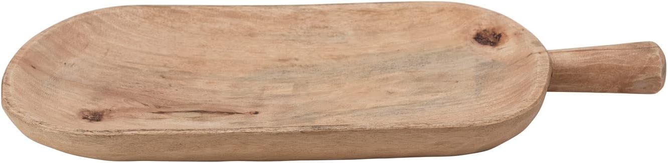 Creative Co-Op Hand-Carved Mango Wood w/Handle Tray, 20"L x 12"W x 2"H, Natural | Amazon (US)