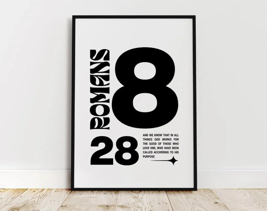 Romans 8:28 Bible Verse Wall Art Print – Modern Christian Printable Scripture Poster – Digita... | Etsy (US)