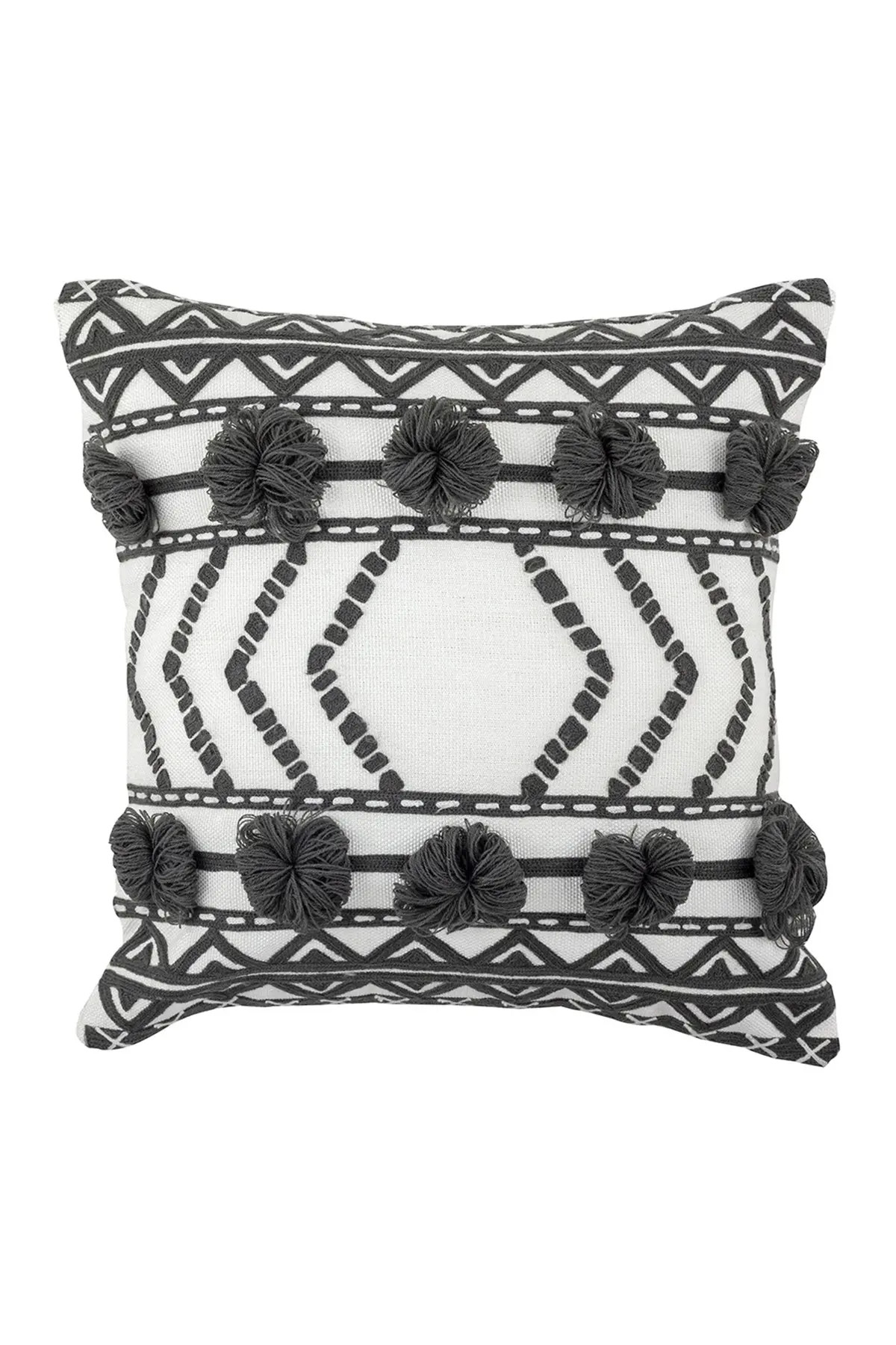 DIVINE HOME Embroidered Thelma Outdoor Pillow - 17" x 17" - Gray at Nordstrom Rack | Nordstrom Rack