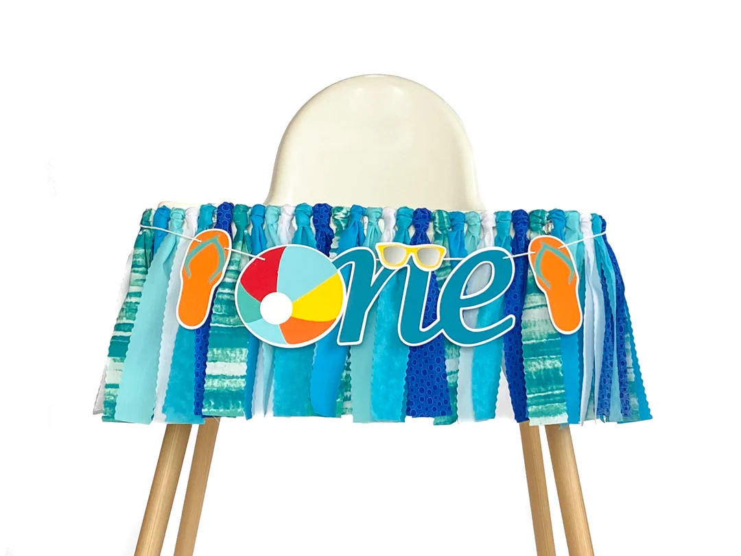 Pool Party First Birthday Banner, Beach Ball Theme 1st Birthday, Summer Highchair Banner, Beach B... | Etsy (US)