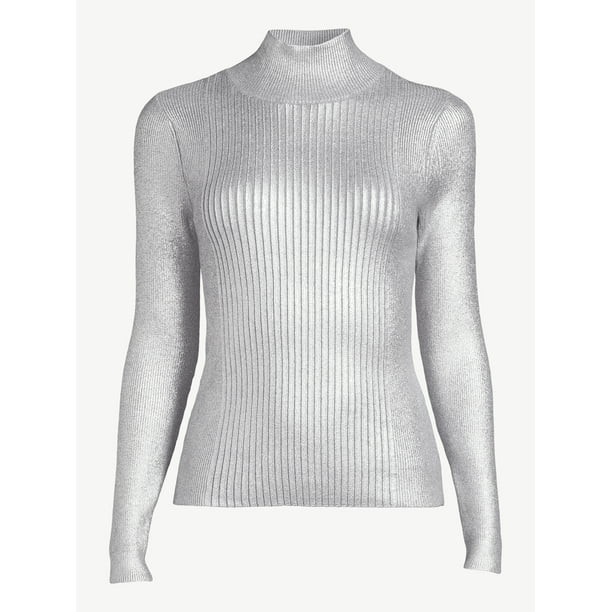 Scoop Women's Metallic Foil Turtleneck | Walmart (US)