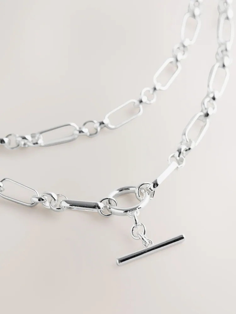 Silberfarben - 2 Layer T-Bar Chain Necklace | Next EU