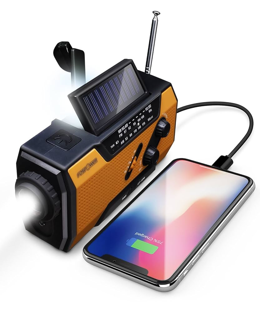 FosPower Emergency Weather Radio (Model A1) NOAA/AM/FM with 7400mWh Portable Power Bank, USB/Sola... | Amazon (US)