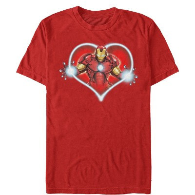 Men's Marvel Valentine's Day Iron Man Heart Frame  T-Shirt - Red - Medium | Target