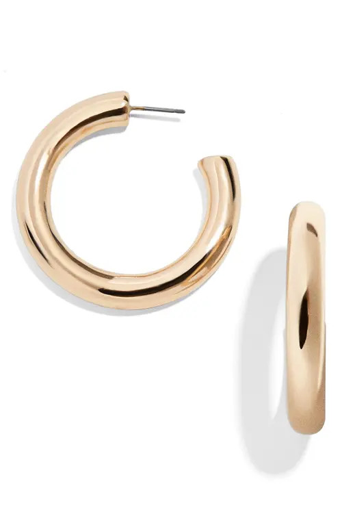 BaubleBar Dalilah Medium Tube Hoop Earrings in Gold at Nordstrom | Nordstrom