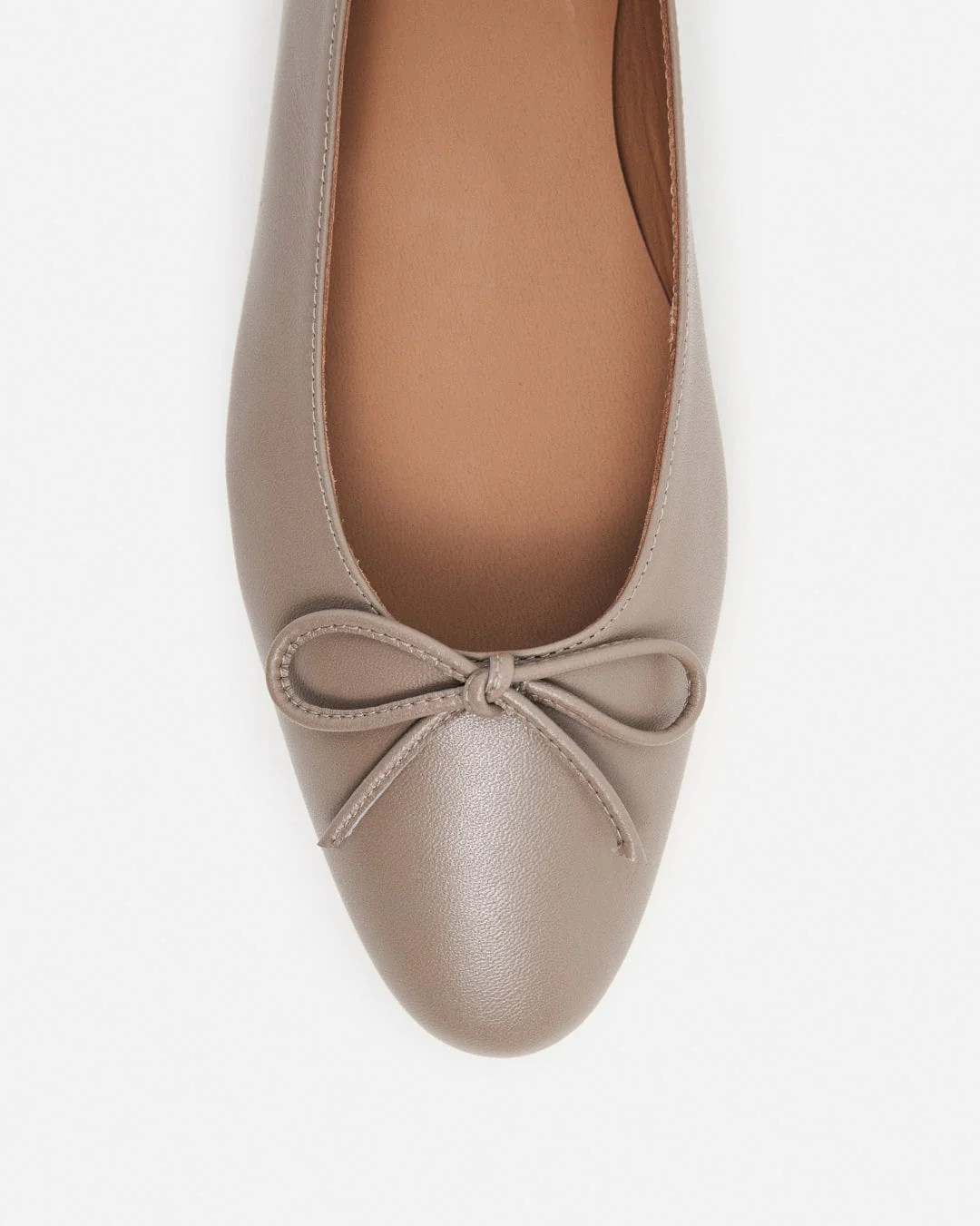 Bodil Leather Taupe Ballet Flats | Flattered