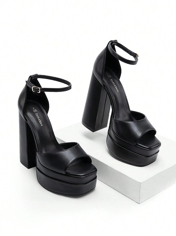 New Arrival Women Fashion Ankle Strap Platform Chunky Heeled Sandals, Sexy Peep Toe Ultra High He... | SHEIN