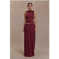 Bridget Slinky Maxi Skirt With Hardware / Burgundy | MESHKI | XXS | MESHKI US