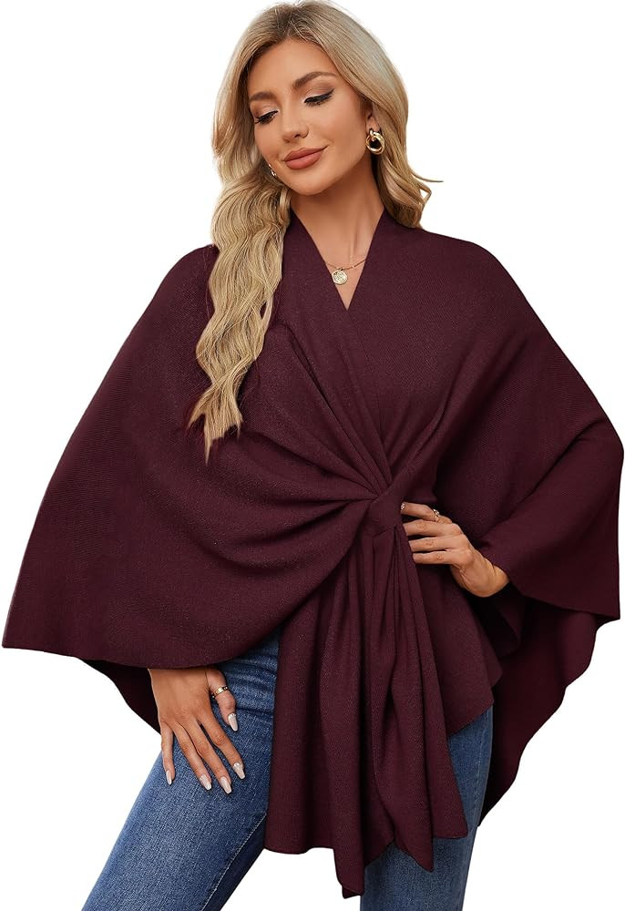 PULI Women's Elegant Shawl Wraps Soft Open Front Poncho Sweater for Spring Fall Winter | Amazon (US)