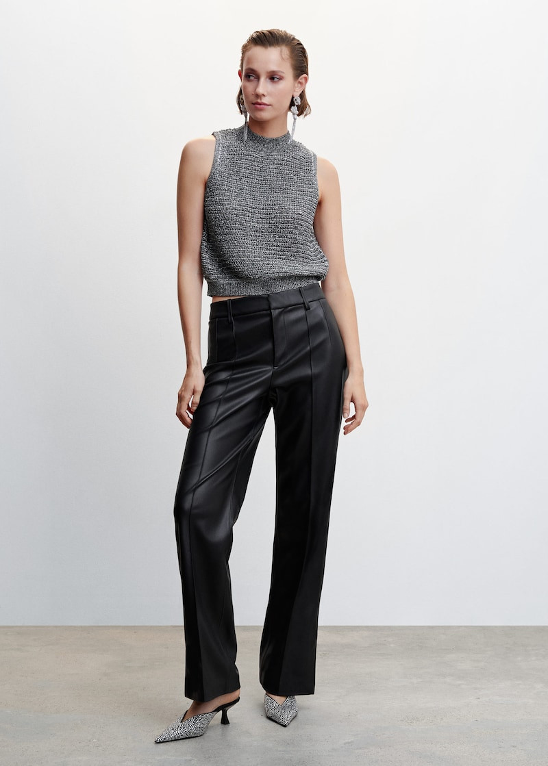 Lurex knitted top -  Women | Mango USA | MANGO (US)