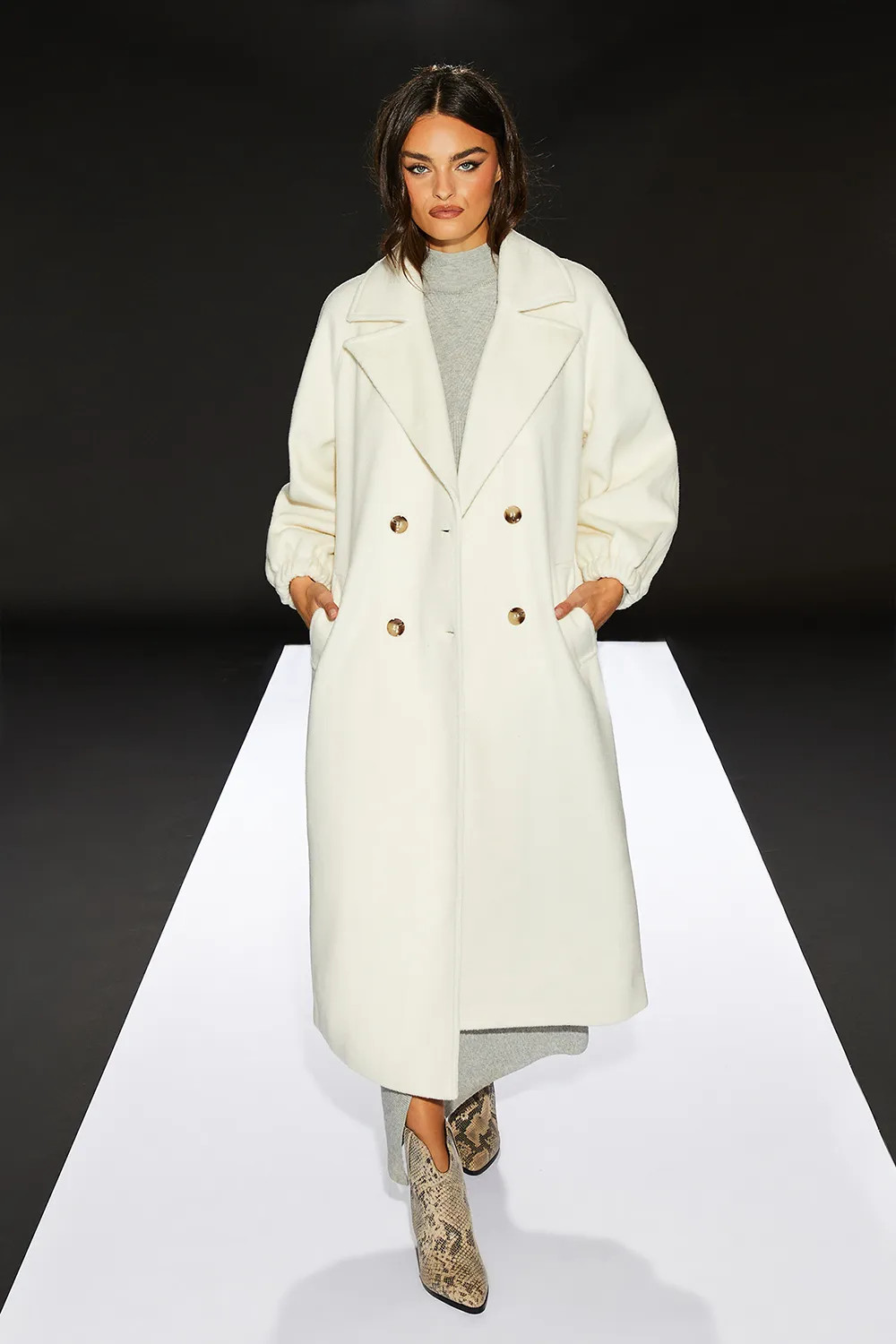 Jackets & Coats | Runway 1.8.1.8 Wool Blend Maxi Double Breasted Coat | RUNWAY 1.8.1.8 | Miss Pap UK