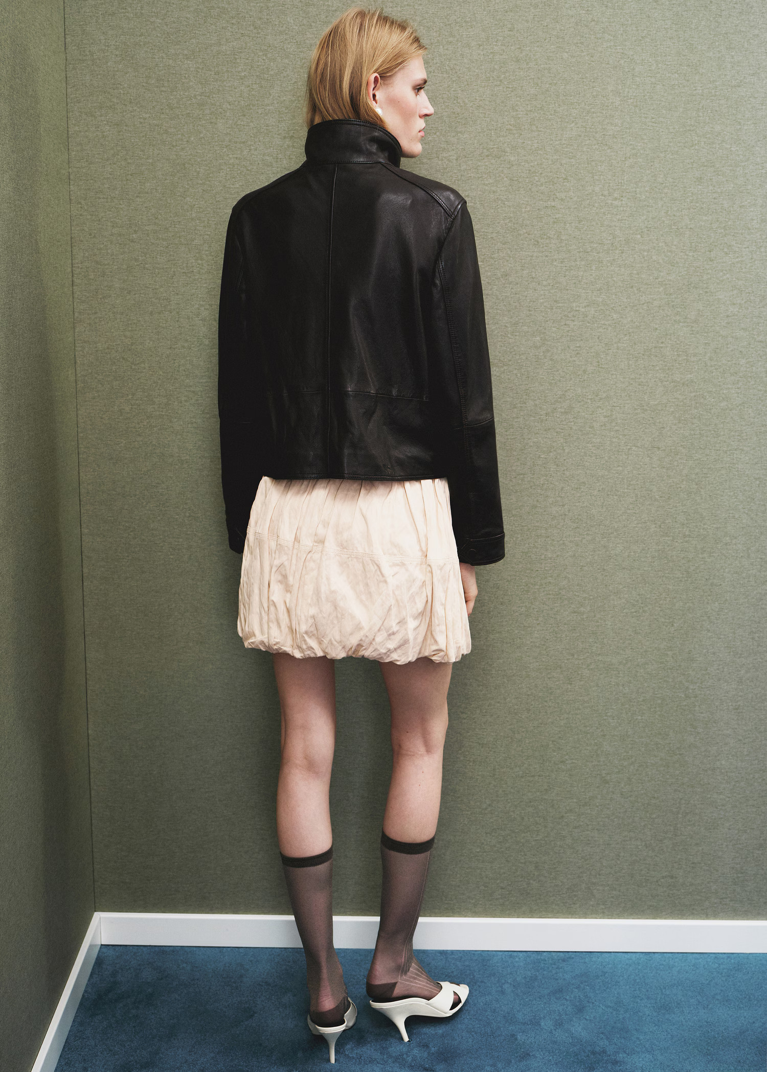 High-neck leather jacket - Women | MANGO USA | Mango (US/MX/AU)