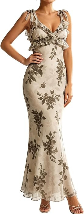 RIHOAS Boho Midi Floral Dress - Elegant Flowy Sundress | Formal-Inspired Outfit for Wedding Guest | Spring Summer Party Dress | Amazon (US)