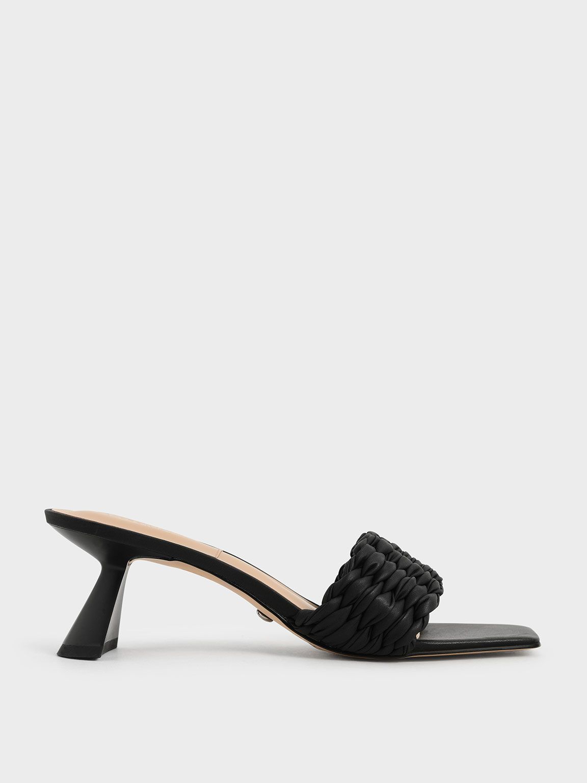 Pleated Sculptural Heel Sandals
 - Black | Charles & Keith UK