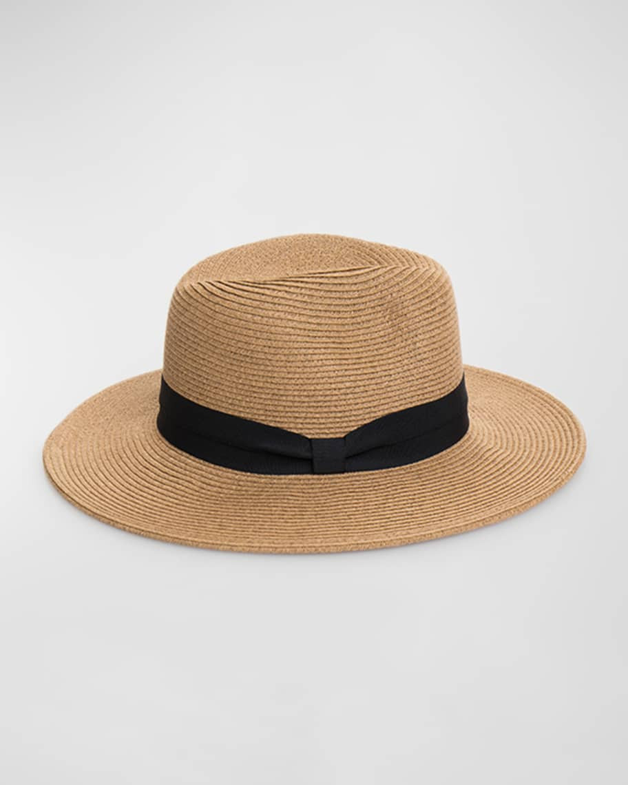 Pia Rossini Tobago Straw Fedora With Bow Band | Neiman Marcus