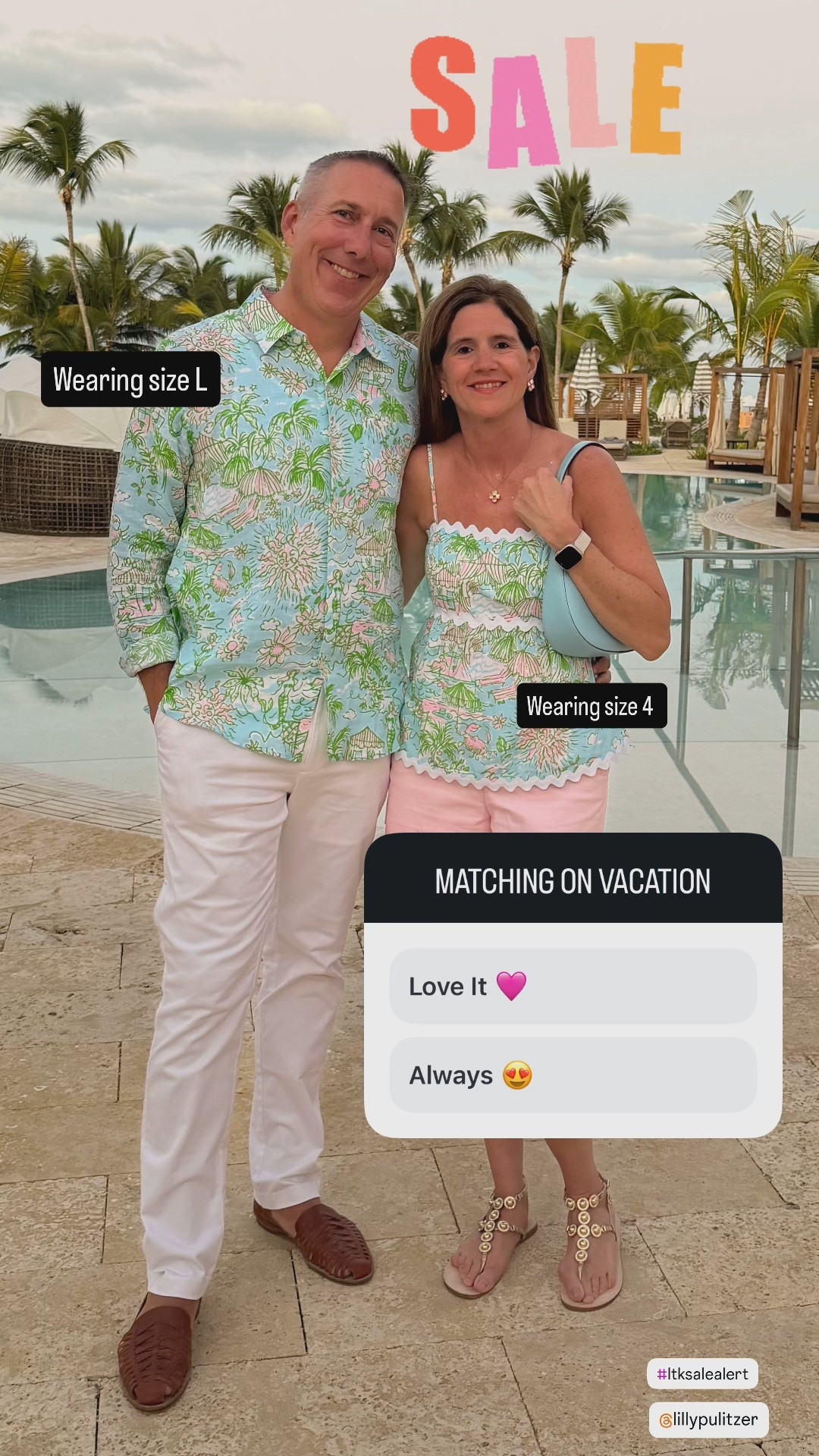 Matching Clothing 

Let’s talk about a great matching moment 💚🌴
These Lilly sets are perfect for vacations, date nights, and resort dinners — and they’re even better at sale prices.

#LillyPulitzer
#LillySale
#MatchingOutfits
#VacationStyle
#ResortWear
#CouplesStyle
#LTKSale
#LTKStyle
#ResortChic
#SummerStyle

Lilly Pulitzer matching outfits, couples vacation outfits, resort wear, Lilly sale finds, vacation style, matching looks, Lilly Pulitzer, couples matching, family matching, beach wear, 

All jewelry from @thesparkledshell.com 
Use code Lillylover10. 

#LTKMens #LTKTravel #LTKSaleAlert
