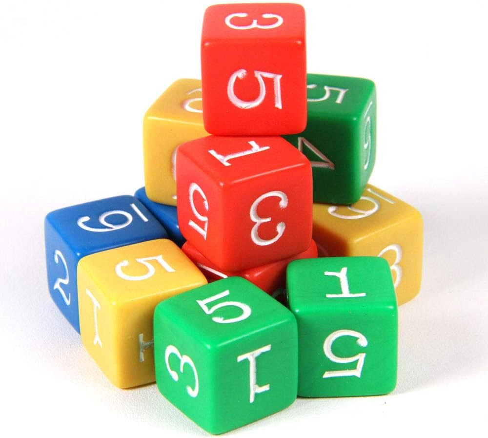 hand2mind Plastic 3/4-inch Color Number Dice (Set of 12) | Amazon (US)