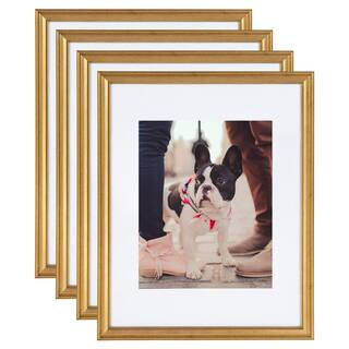 Kate and Laurel Adlynn 11 in. x 14 in. matted to 8 in. x 10 in. Gold Picture Frames (Set of 4) 21... | The Home Depot