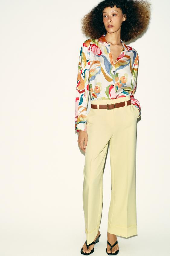 FLORAL PRINT SATIN EFFECT SHIRT | Zara US