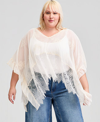 Trendy Plus Size Embroidered Lace Cape, Macy's Exclusive | Macy's