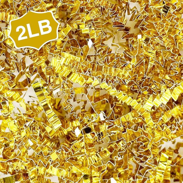 2LB Crinkle paper Shred Paper Filler For Gift Box Basket Bags On Holiday(Gold). | Amazon (US)