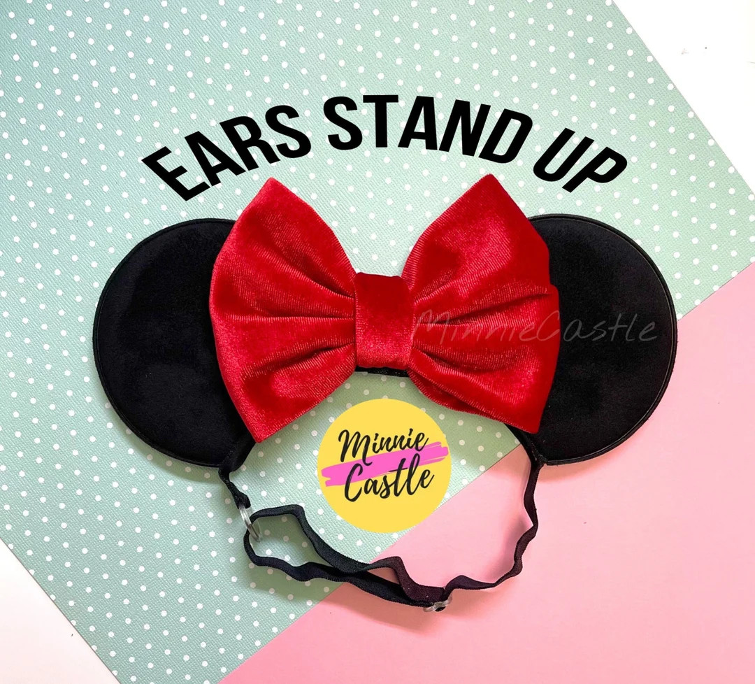 Red Bow Mickey Ears, Mickey Ears, Baby Toddlers Minnie Ears, Velvet Mouse Ears, Minnie Ears, Mous... | Etsy (US)