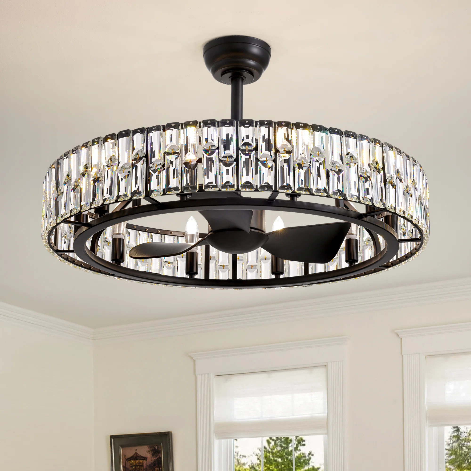 31'' Dimmable Crystal Ceiling Fan With Light Kit And Remote Control | Wayfair North America