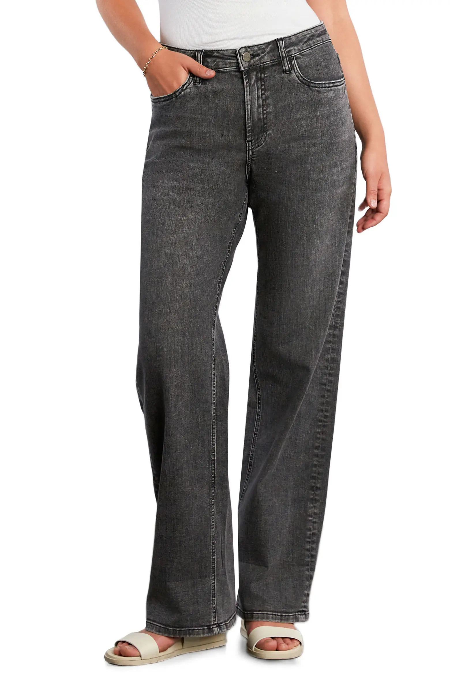 HINT OF BLU High Waist Cuff Wide Leg Jeans (Women) | Nordstrom | Nordstrom
