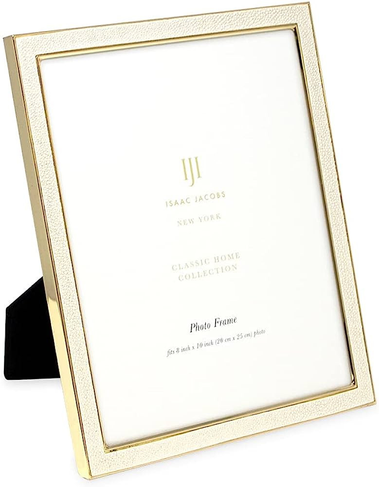 Isaac Jacobs 8x10 White Leather with Gold Metal (Vertical & Horizontal) Picture Frame, Shagreen B... | Amazon (US)