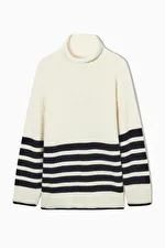 STRIPED ROLLNECK SWEATER - WHITE / BLACK - Jumpers - COS | COS (US)