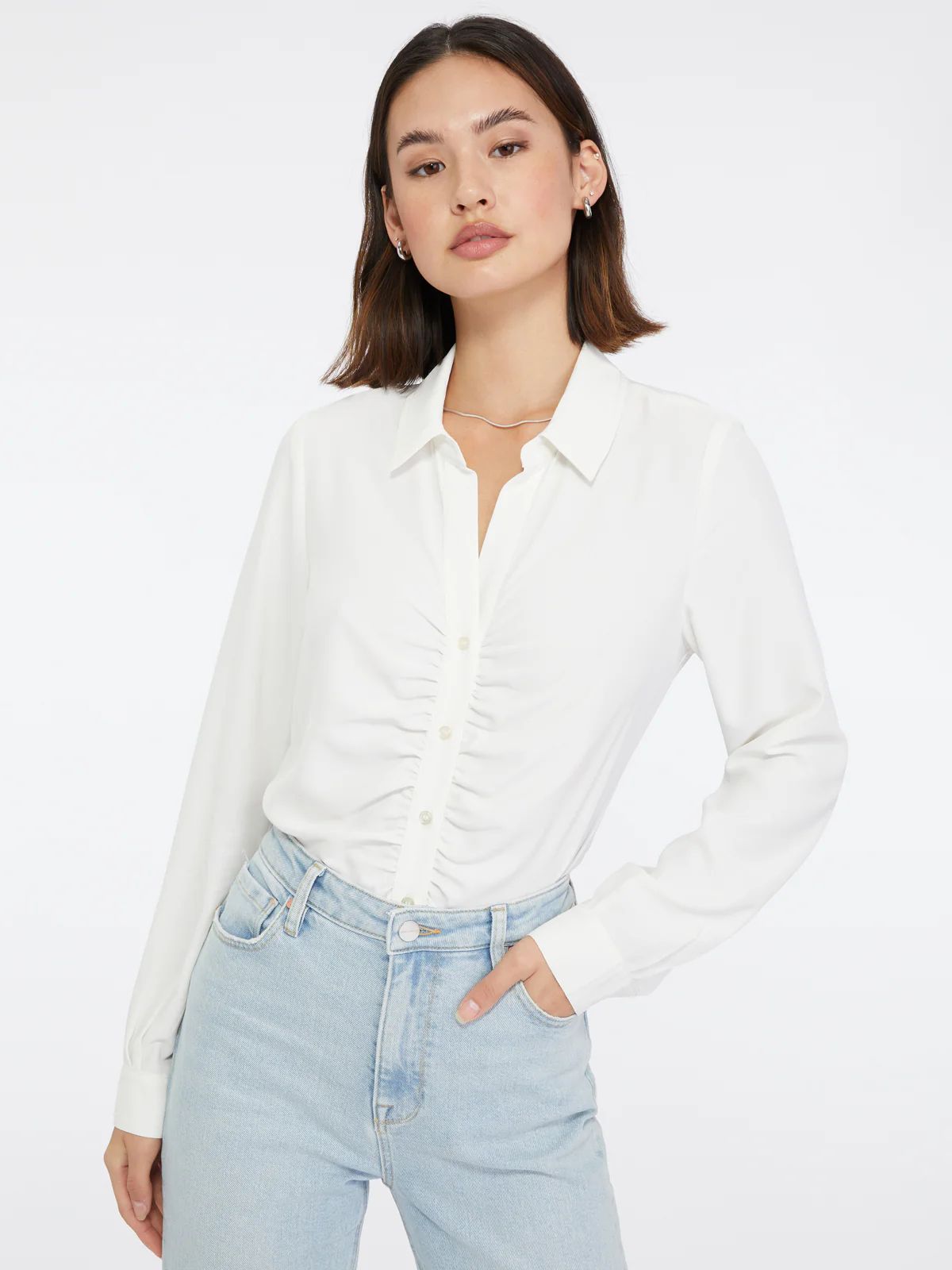 Ruched Boyfriend Top White | Sanctuary Clothing