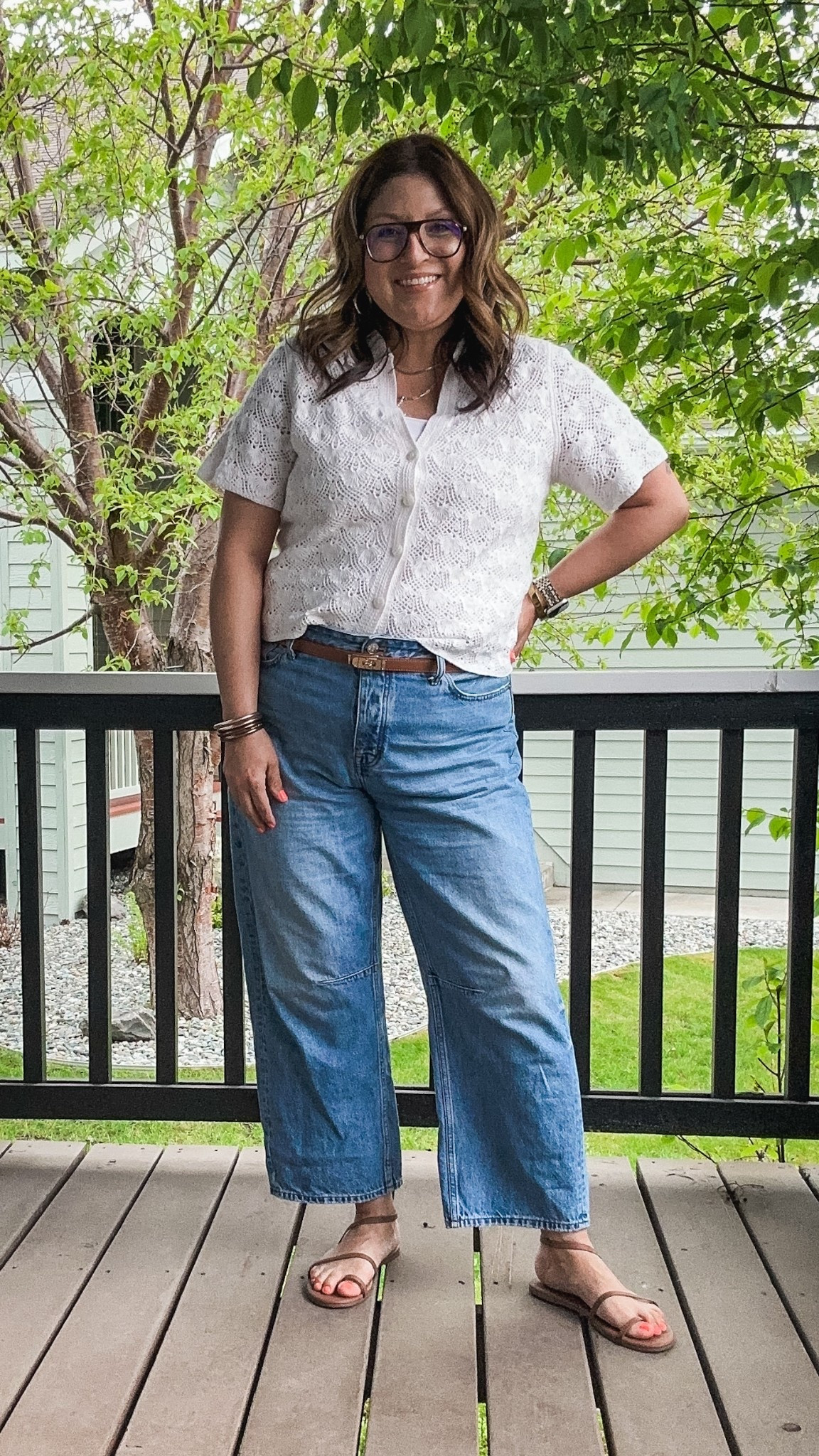 Abercrombie top (XL)
Amazon belt (OS)- sold out but linked similar
Madewell jeans (31)
Tkees sandals 

#LTKMidsize #LTKOver40 #LTKSaleAlert