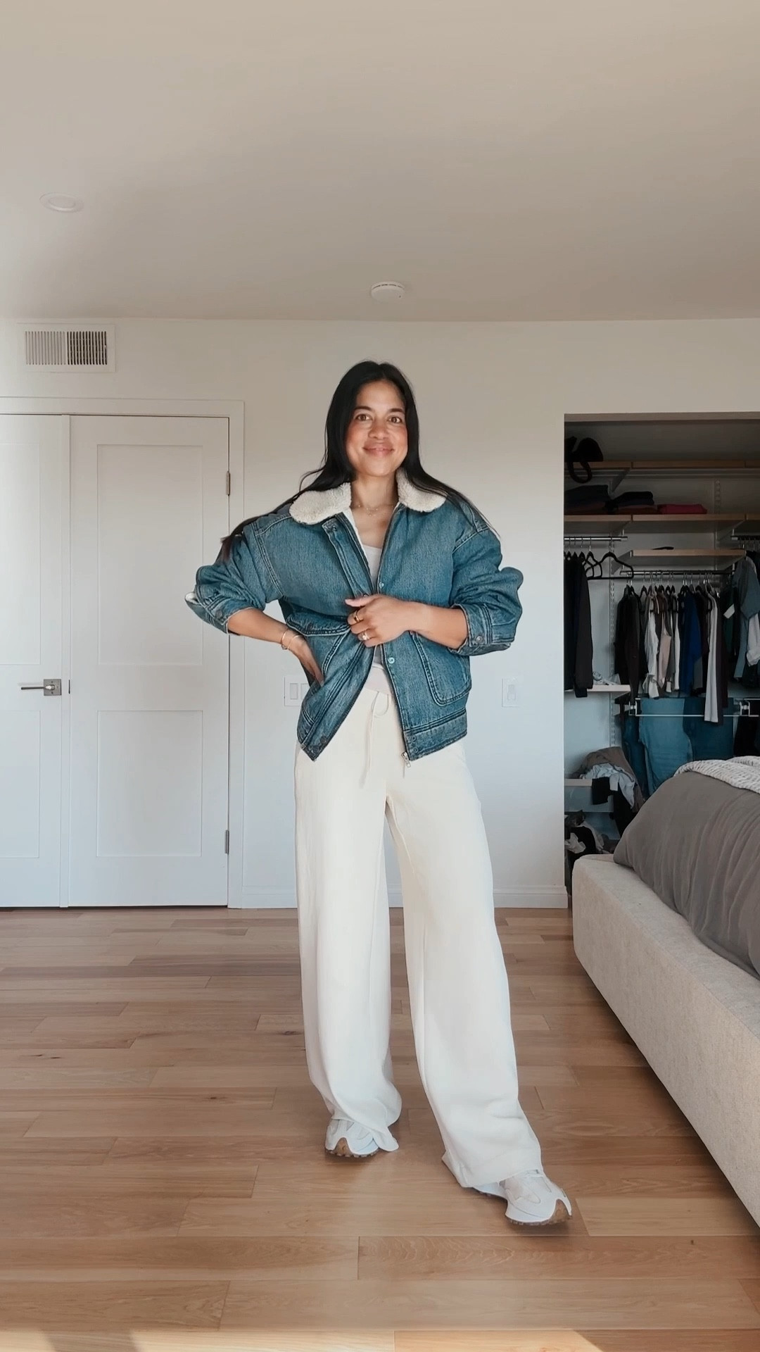 Casual outfit for church today! This oversized denim bomber jacket is currently 50% off! Wearing an XS!


#LTKootd #LTKCyberWeek #LTKSaleAlert