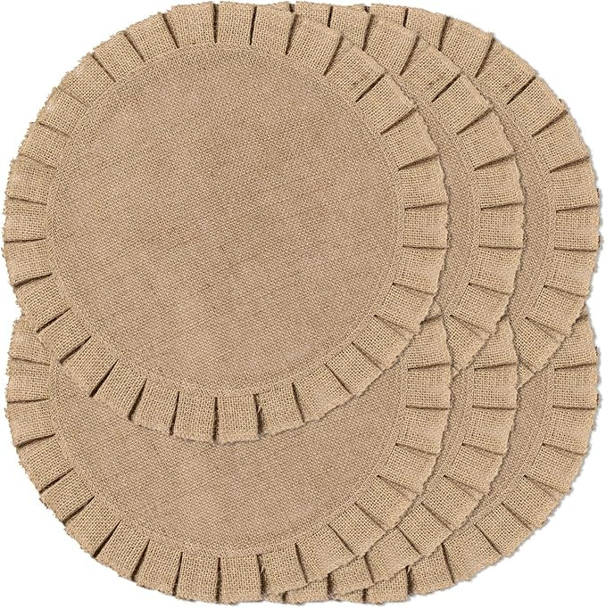 Round Burlap Placemats Set of 6 Jute Rustic Place Mats for Dining Tables Heat Resistant Natural F... | Amazon (US)