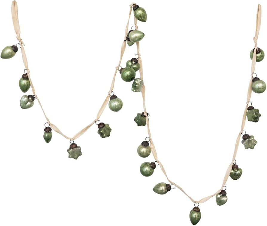 Creative Co-Op Mercury Glass Ball Ornament Garland | Amazon (US)