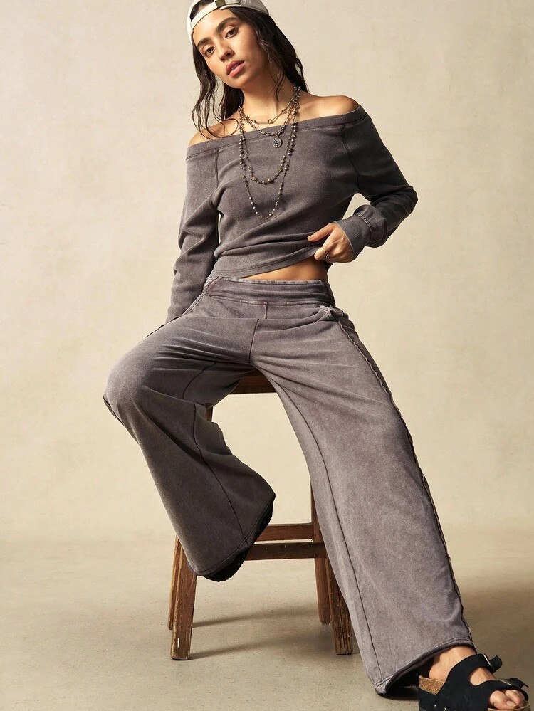 Bohemela 2pcs Boho Casual Solid Color Knitted Women Set, Autumn/Winter,Fall | SHEIN