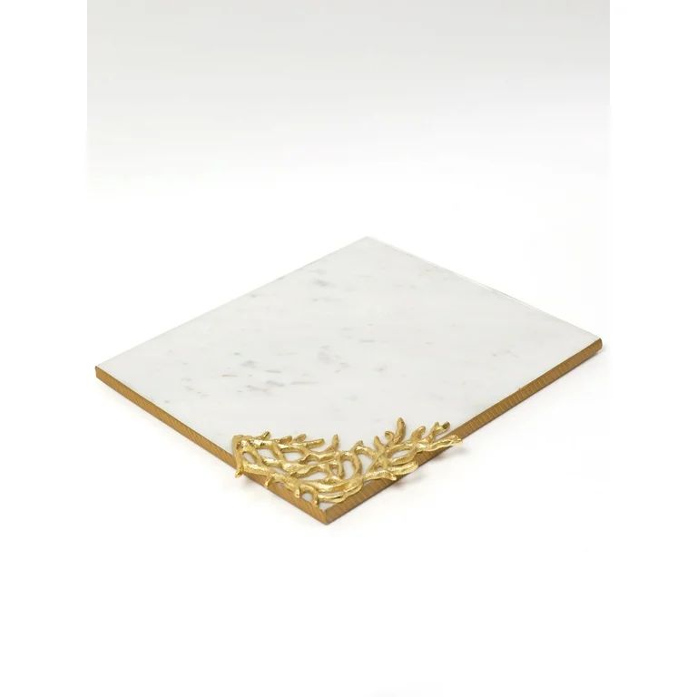 Inspire Me! Home Decor Rectangular  Marble Tray with Gold Metal Branch Detail - Walmart.com | Walmart (US)