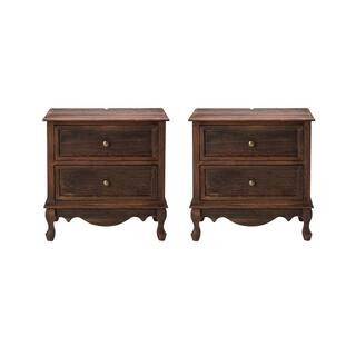 JAYDEN CREATION Elpenor 24"Wx16"Dx24"H Tall 2 - Drawer Walnut Nightstand Set of 2 NSCL0522-WALNUT... | The Home Depot