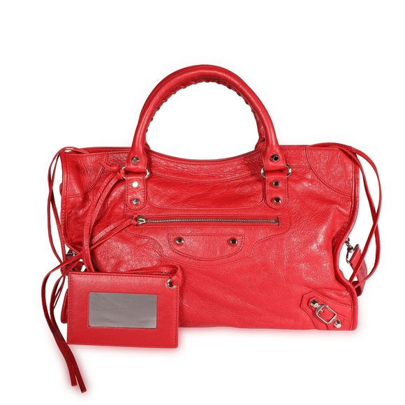 Balenciaga Rouge Cardinal Lambskin Leather Logo Strap Classic City Bag | Poshmark