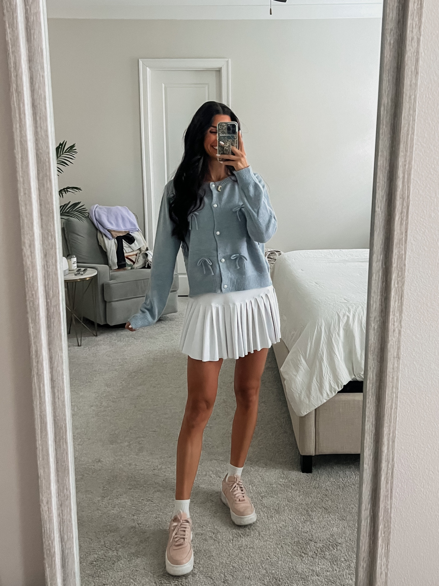 When it’s fall but 75 degrees 🥲 cute and comfy for a day of errands with the kids 
Pictured top and skirt are from Marshall’s

Tennis skirt nursing friendly sweater bow sweater sneakers Nikes 

#LTKActive #LTKStyleTip #LTKSeasonal