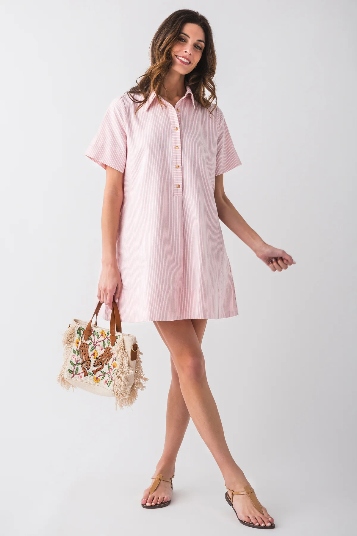 Fate Pin Stripe A Line Mini Shirt Dress | Social Threads