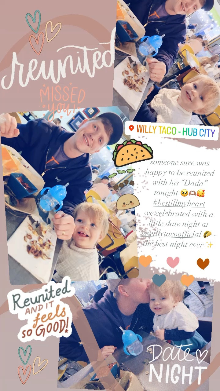 someone sure was happy to be reunited with his “Dada” tonight 🥹🫶🏽🥰 #bestillmyheart 
we celebrated with a little date night at @willytacoofficial 🌮 - the best night ever ✨

#LTKbaby #LTKfamily