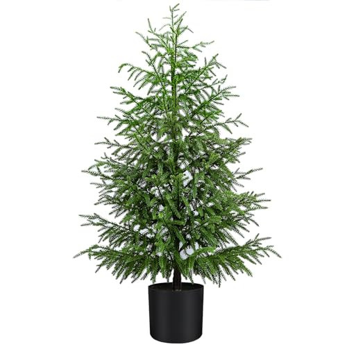 ENVEN Norfolk Pine Christmas Tree Real Touch Faux Holiday Tree with Pot, Realistic Indoor Outdoor Decoration for Entryway, Living Room, Office, Apartment (4FT- 1Pack) | Amazon (US)