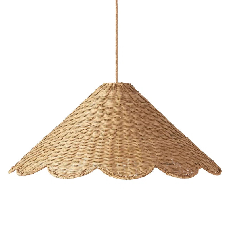 Daisy Cone Rattan Pendant Light – 24" Organic Light Brown Wide Conical Woven Plug-In or Hardwired Light Fixture for Dining Room, Kitchen, Living Room, | Wayfair North America