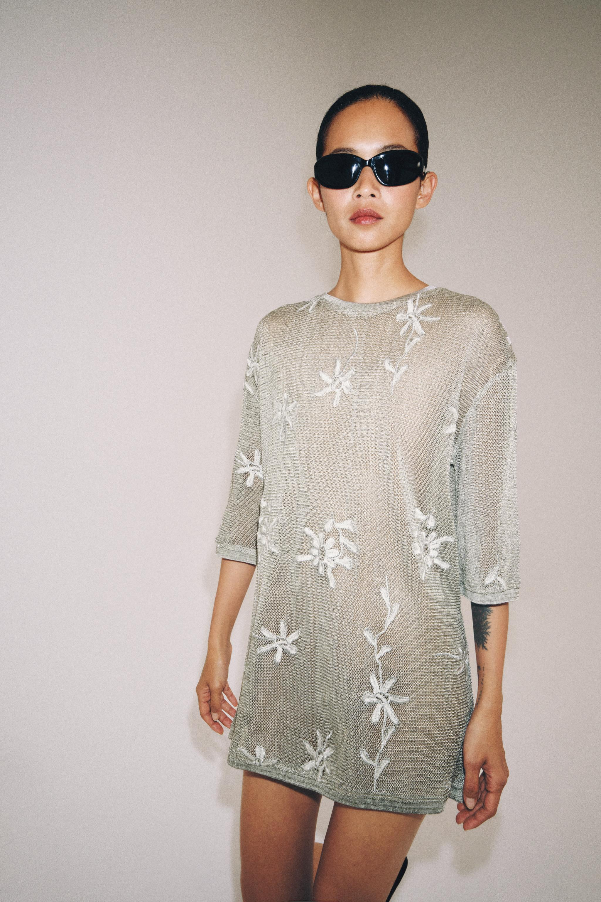 METALLIC THREAD OVERSIZED KNIT TOP | Zara US