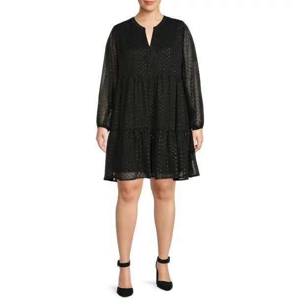 The Get Women's Plus Size Printed Tiered Midi Dress - Walmart.com | Walmart (US)