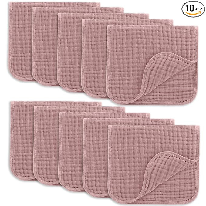 Comfy Cubs Muslin Burp Cloths 20" x 10", Pack of 10 - Large, 6-Layer, Ultra Absorbent 100% Cotton... | Amazon (US)
