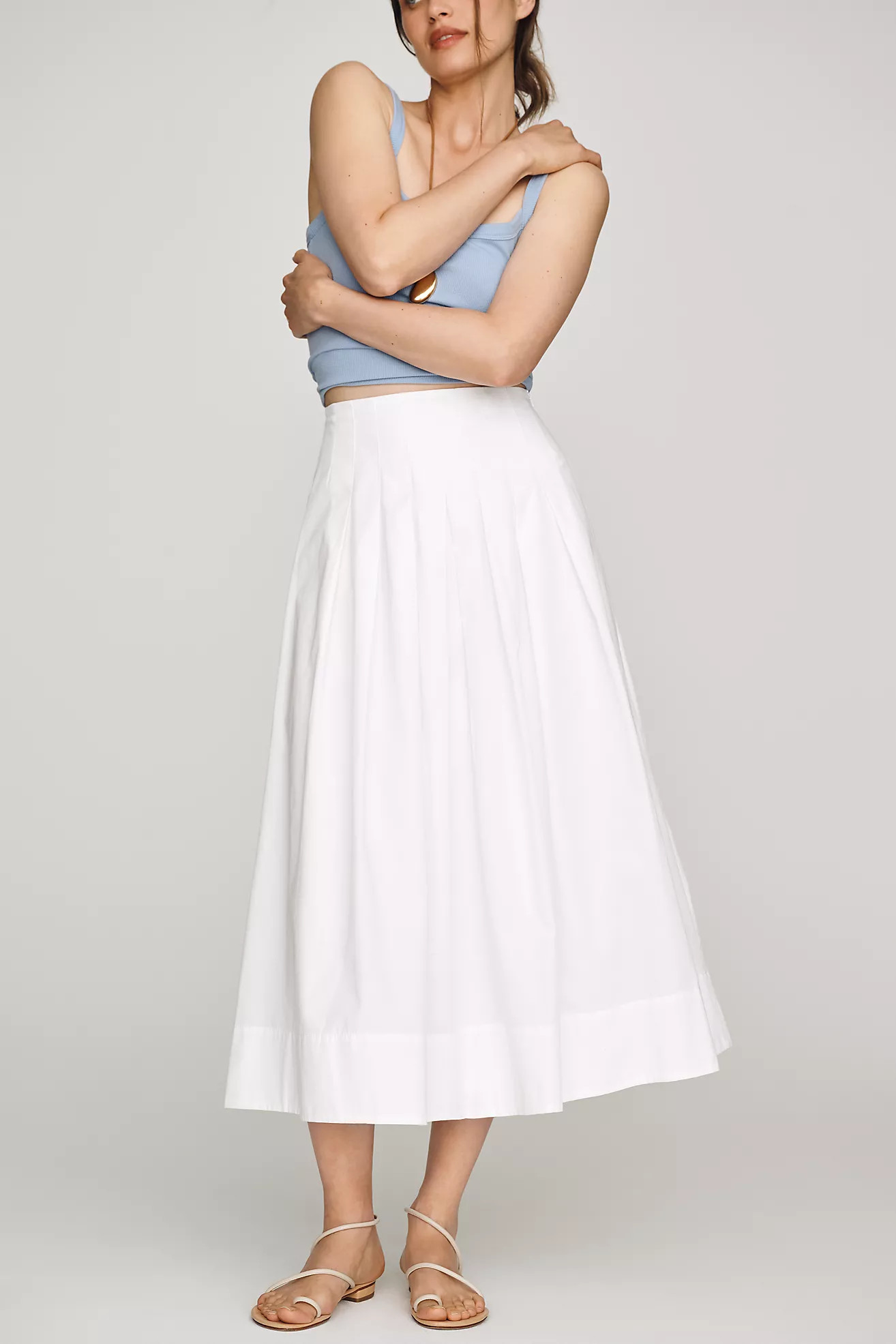 ALIGNE Julie 100% Cotton Poplin Midi Skirt | Anthropologie (US)